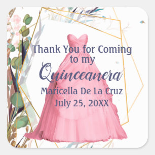 Personalisierter Stift für Quinceañera Quadratischer Aufkleber