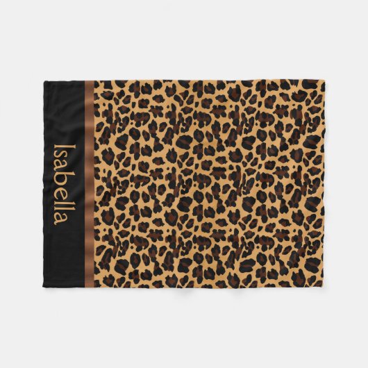 Personalisierter stilvoller Chic-Tierleopard-Druck Fleecedecke (Vorderseite (Horizontal))