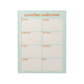 Personalisierter stilvoller Wochenplaner in Aqua M Notizblock (Rotiert)