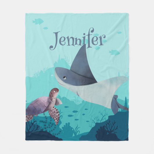 Personalisierter Stingray und Schildkröte unter Wa Fleecedecke (Vorderseite)