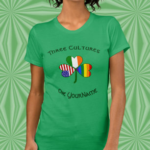 Personalisierter Stolz Irland USA Shamrock Damen  T-Shirt