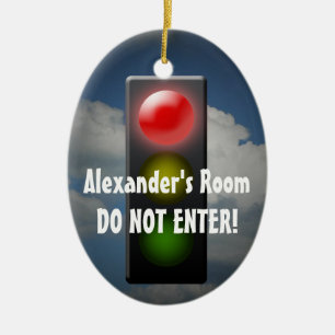 Personalisierter Stopp / Go Door Hanger, Ampel Keramikornament