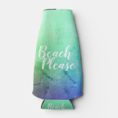 Personalisierter Strand Bitte Aqua Blue Ombre Flaschenkühler (Vorderseite)