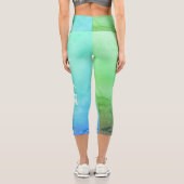 Personalisierter Strand Bitte Aquamarin Blue Ombre Capri Leggings (Rückseite)