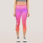 Personalisierter Strand Bitte Orange Pink Ombre Capri Leggings (Vorderseite)