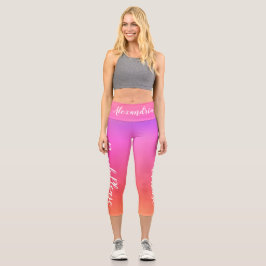 Personalisierter Strand Bitte Orange Pink Ombre Capri Leggings