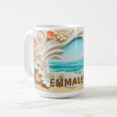 Personalisierter Strand Cove Floral 3D-Look Strand Kaffeetasse (Vorderseite Links)