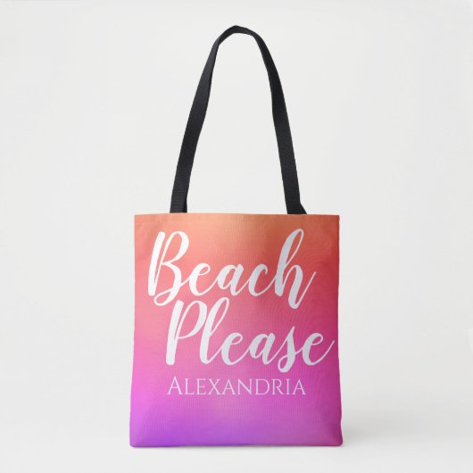 Personalisierter Strand Orange Pink Ombre Tasche (Vorderseite)