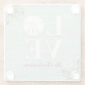 Personalisierter Strand Sand Dollar Square Glasuntersetzer (Rückseite)