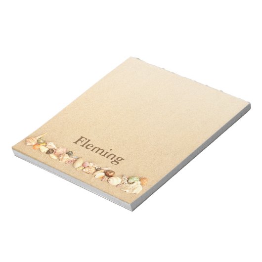 Personalisierter Strand Sand mit Seashells Notizblock (Rotiert)