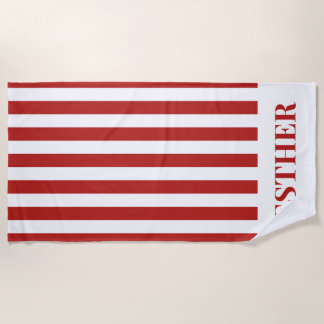Personalisierter Strand von Cabana, rot und weiß g Strandtuch