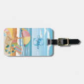 Personalisierter Strand Wasserfarbe Themenreise Gepäckanhänger (Vorderseite horizontal)