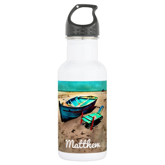 Personalisierter Strandbadevorsitzender Edelstahlflasche (Vorderseite)
