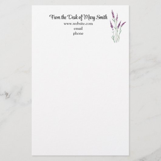 Personalisierter Strandlavender Briefpapier (Vorderseite)