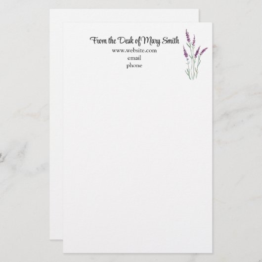 Personalisierter Strandlavender Briefpapier (Vorne/Hinten)