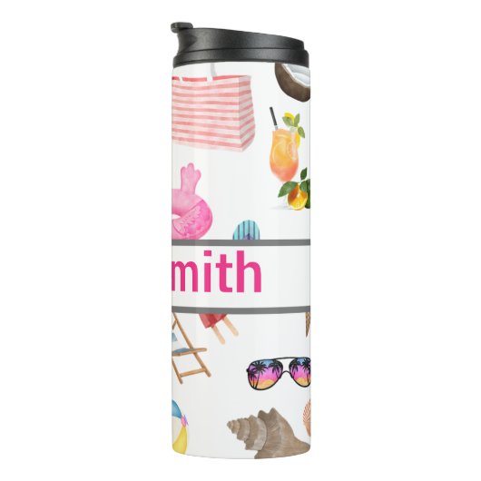 Personalisierter Strandtrinker Thermosbecher (Nach rechts gedreht)