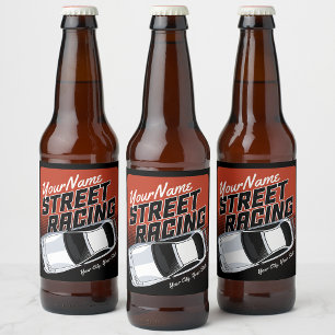 Personalisierter Straßenrennrennwagen Motorsport  Bierflaschenetikett