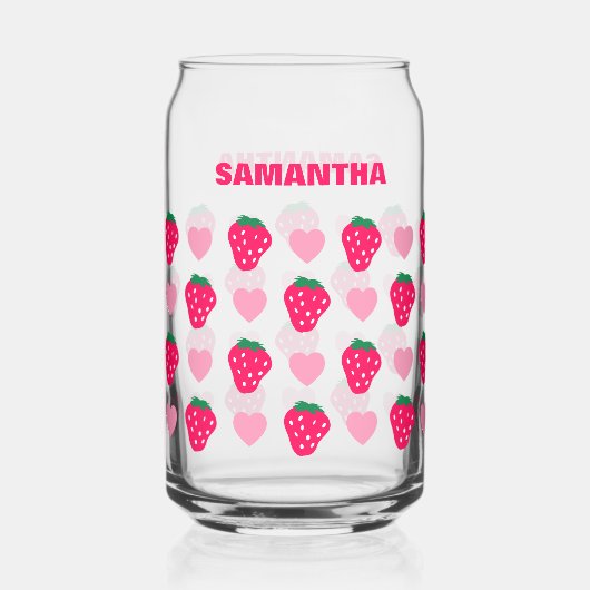 Personalisierter Strawberry & Hearts Mama Mutterta Dosenglas (Vorderseite)