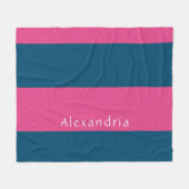 Personalisierter Streifen Rosa Blau Fleecedecke (Vorderseite (Horizontal))
