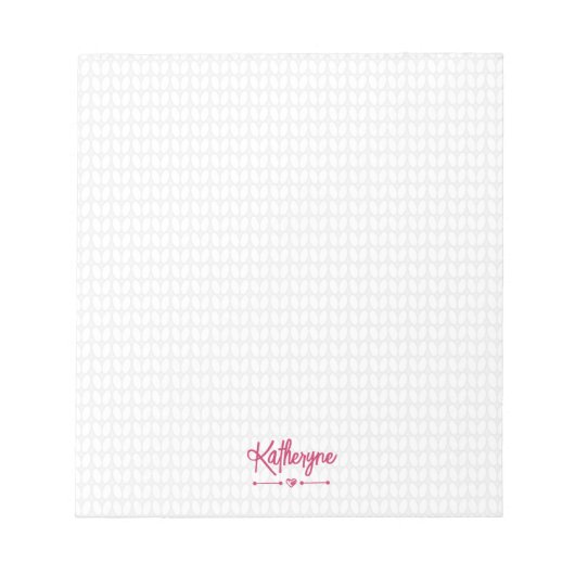 Personalisierter Strick Stitch Notepad in Pink Notizblock (Vorderseite)