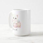 Personalisierter Strickkätzchen-Kaffeebecher Kaffeetasse (Vorderseite Links)
