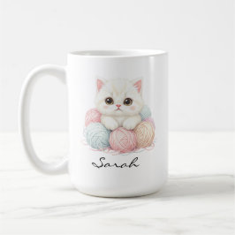 Personalisierter Strickkätzchen-Kaffeebecher Kaffeetasse