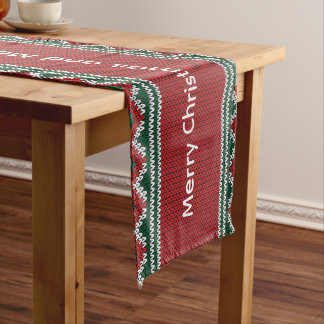 Personalisierter Strickmuster-Weihnachts-Tischläuf Großer Tischläufer