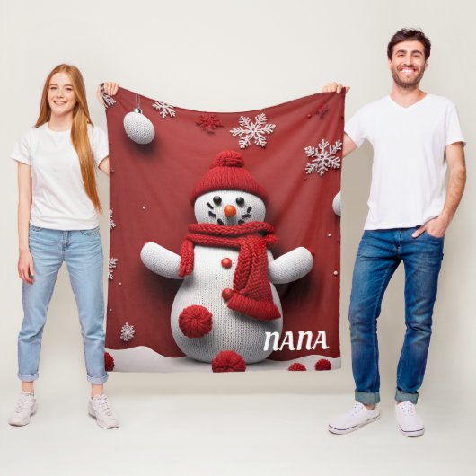 Personalisierter Strickschneemann Fleecedecke (Beispiel)
