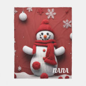 Personalisierter Strickschneemann Fleecedecke (Vorderseite)
