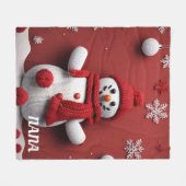 Personalisierter Strickschneemann Fleecedecke (Vorderseite (Horizontal))