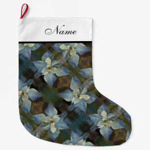 Personalisierter Strumpf - Blue Poinsettias Großer Weihnachtsstrumpf