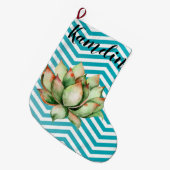 Personalisierter Strumpf Boho Cacti Cactus Succule Großer Weihnachtsstrumpf (Vorderansicht (hängend))