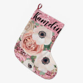 Personalisierter Strumpf Geometric Garden Rose Gli Großer Weihnachtsstrumpf (Vorderansicht (hängend))