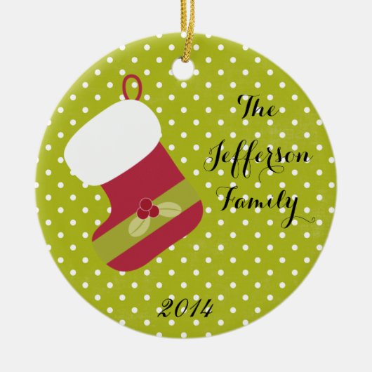 Personalisierter Strumpf Keramik Ornament (Vorne)