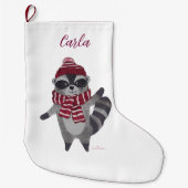 Personalisierter Strumpf mit Racoon Großer Weihnachtsstrumpf (Vorderseite)