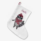 Personalisierter Strumpf mit Racoon Großer Weihnachtsstrumpf (Vorderansicht (hängend))