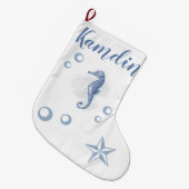 Personalisierter Strumpf Seepferd Ocean Beach Großer Weihnachtsstrumpf (Vorderansicht (hängend))