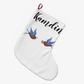 Personalisierter Strumpf Traditioneller Vogelkamm Großer Weihnachtsstrumpf (Vorderansicht (hängend))