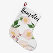 Personalisierter Strumpf Weiße Blume auf Weiß Großer Weihnachtsstrumpf (Vorderansicht (hängend))