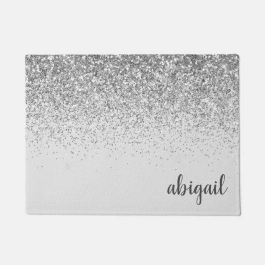 Personalisierter, stylischer Silver Modern Monogra Fußmatte (Vorderseite)