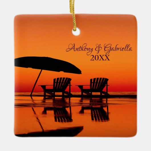 Personalisierter Sunsetting Strand mit Keramikornament (Vorderseite)