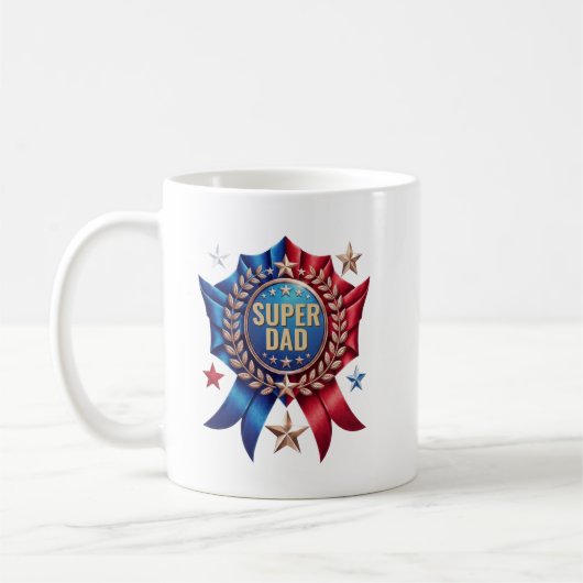 Personalisierter Super-Dad-Individueller Name Held Kaffeetasse (Links)