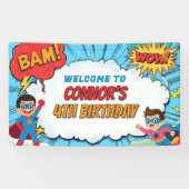 Personalisierter Superhelden-Geburtstags-Name für Banner (Horizontal)