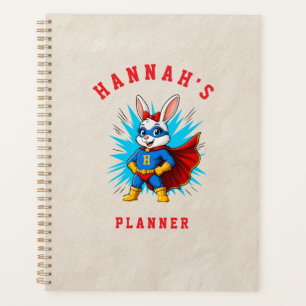 Personalisierter Superhelden-Hasen-Monogramm-Comic Planer