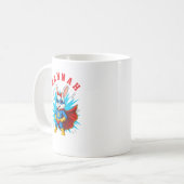Personalisierter Superhelden-Hasenmädchen-Name & I Kaffeetasse (Vorderseite Links)