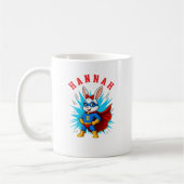 Personalisierter Superhelden-Hasenmädchen-Name & I Kaffeetasse (Links)