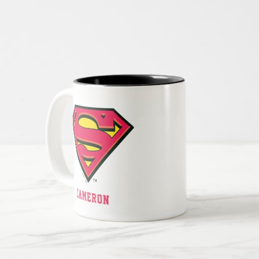 Personalisierter Superman S-Shield | Klassisches L Zweifarbige Tasse (Vorderseite Links)