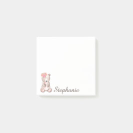 Personalisierter Süßbär mit Blume Aquarell Post-it Klebezettel