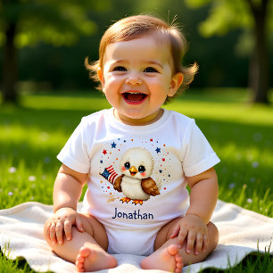 Personalisierter süßer Adler patriotischer Baby T-shirt