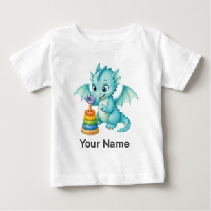 Personalisierter süßer Aqua-Drache Ringwurf Baby T-shirt